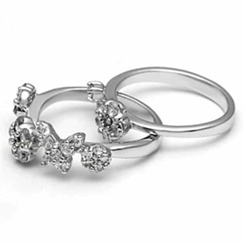 Brass CZ Flower Cluster Double Band Ring | The Stainless Jewelry view 8