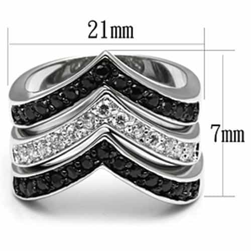 Brass Black White CZ Chevron V Ring | The Stainless Jewelry view 2