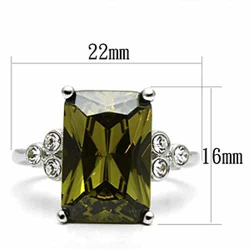 Brass Olive Peridot Emerald Cut CZ Ring | The Stainless Jewelry view 2