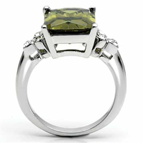 Brass Olive Peridot Emerald Cut CZ Ring | The Stainless Jewelry view 3