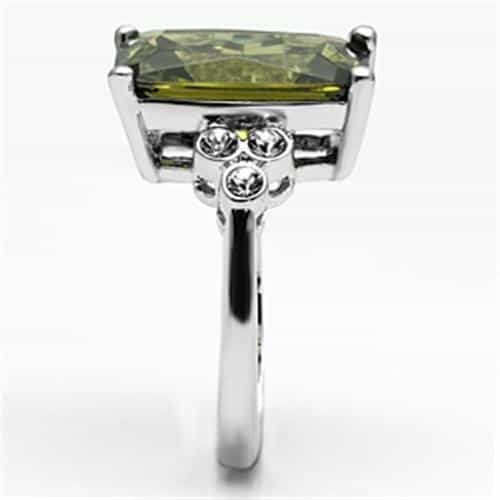 Brass Olive Peridot Emerald Cut CZ Ring | The Stainless Jewelry view 8