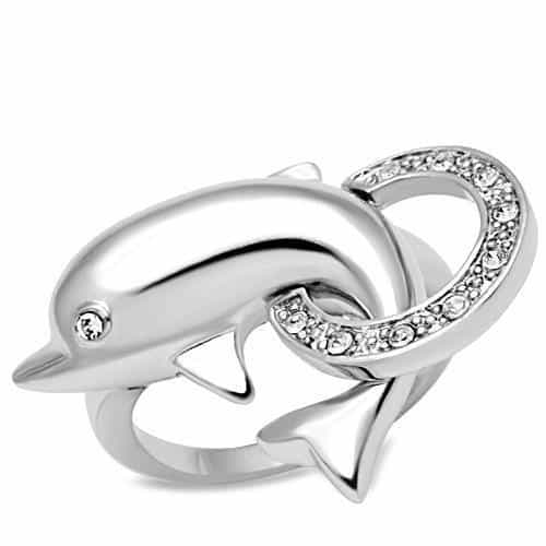Brass CZ Dolphin Ring | The Stainless Jewelry view 1