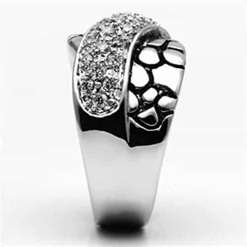 Brass CZ Pavé Black Scale Dome Ring | The Stainless Jewelry view 4