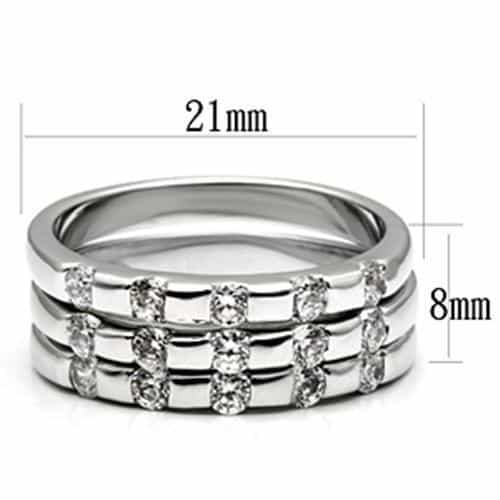 Brass CZ Channel Triple Band Ring | The Stainless Jewelry view 2