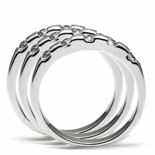 Brass CZ Channel Triple Band Ring | The Stainless Jewelry view 7
