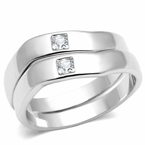 Brass CZ Square Bezel Band Ring | The Stainless Jewelry view 1