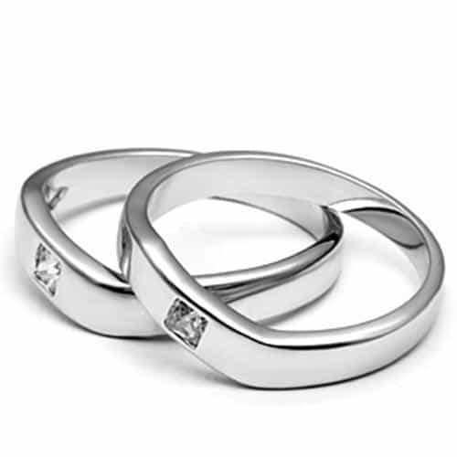 Brass CZ Square Bezel Band Ring | The Stainless Jewelry view 8