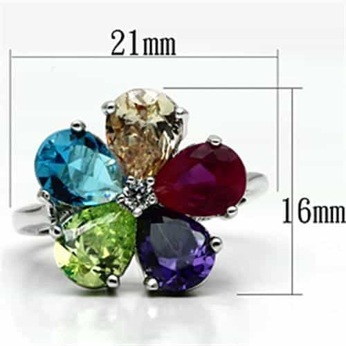 Brass Multi-Color Pear Clover Ring | The Stainless Jewelry view 2