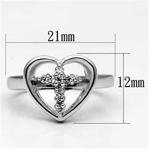 Brass CZ Cross Open Heart Ring | The Stainless Jewelry view 6