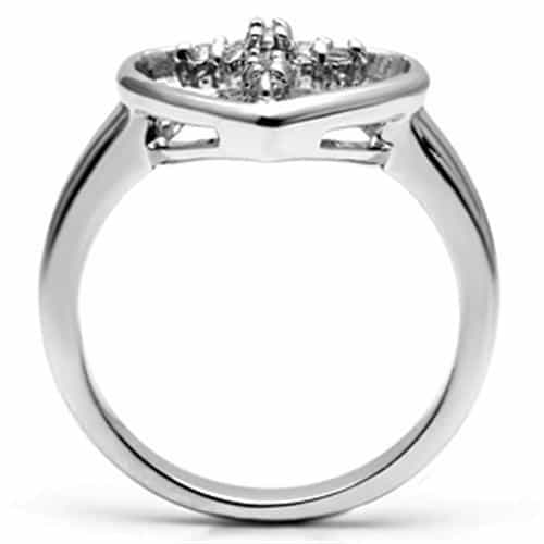 Brass CZ Cross Open Heart Ring | The Stainless Jewelry view 7