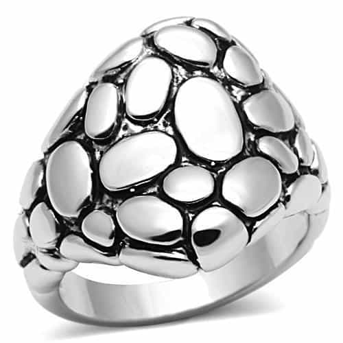 Brass Silver Pebble Dome Ring | The Stainless Jewelry view 1