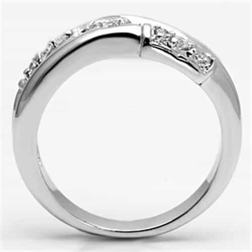 Brass CZ Round Solitaire Channel Band Ring view 7