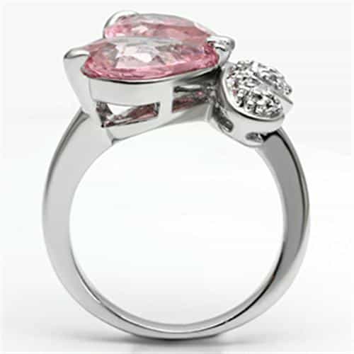 Brass Pink CZ Pear Butterfly Clover Ring | The Stainless Jewelry view 3