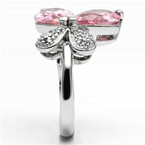 Brass Pink CZ Pear Butterfly Clover Ring | The Stainless Jewelry view 4