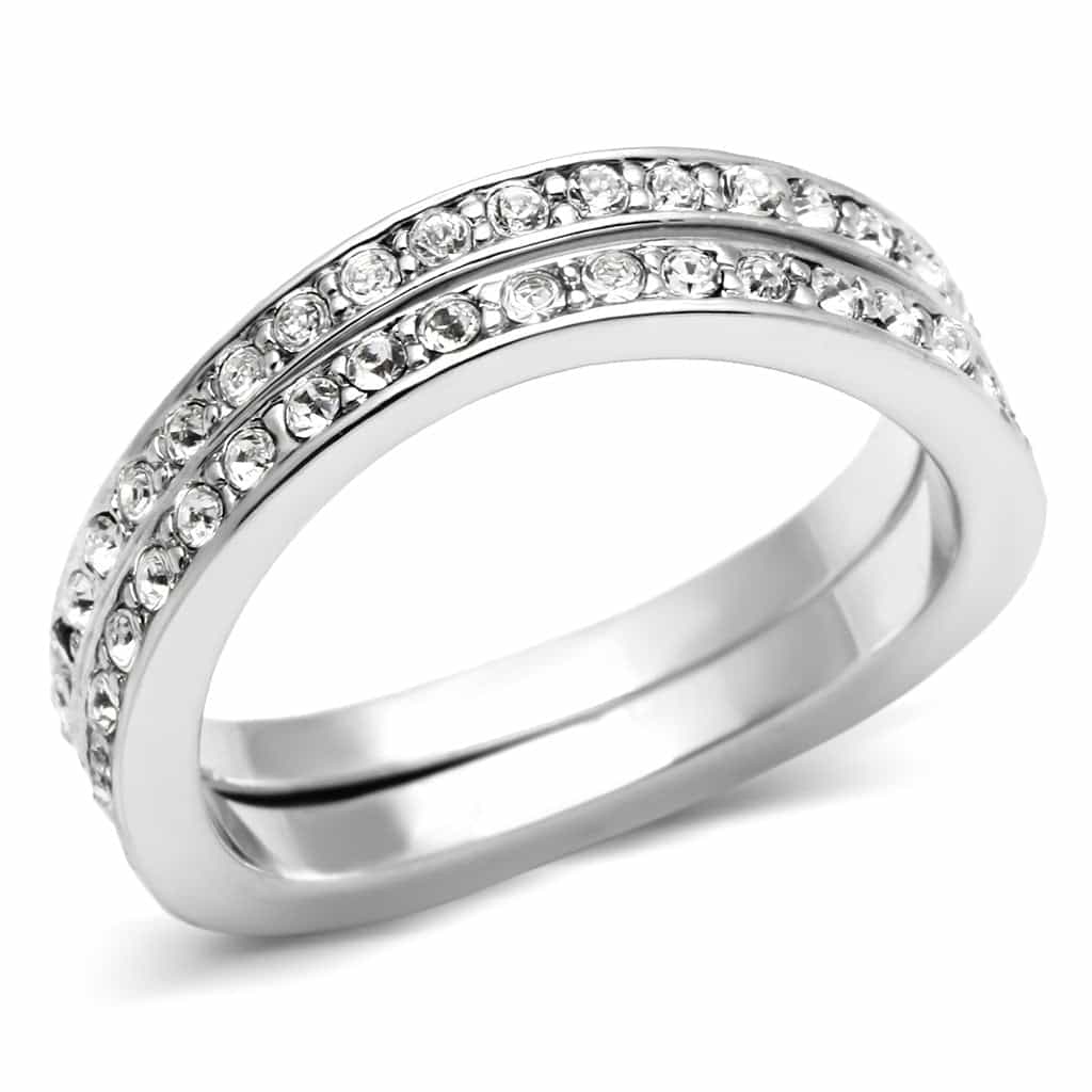 Brass CZ Pavé Double Row Eternity Ring | The Stainless Jewelry view 5