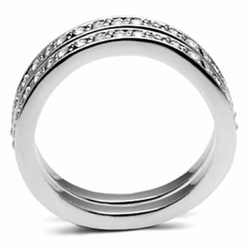 Brass CZ Pavé Double Row Eternity Ring | The Stainless Jewelry view 7