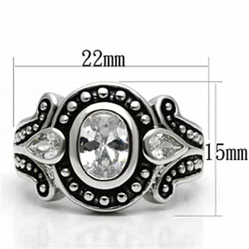 Brass CZ Oval Bezel Pear Bead Ring | The Stainless Jewelry view 6