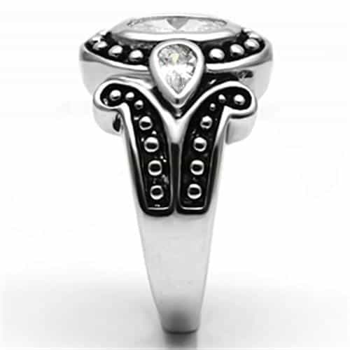 Brass CZ Oval Bezel Pear Bead Ring | The Stainless Jewelry view 8