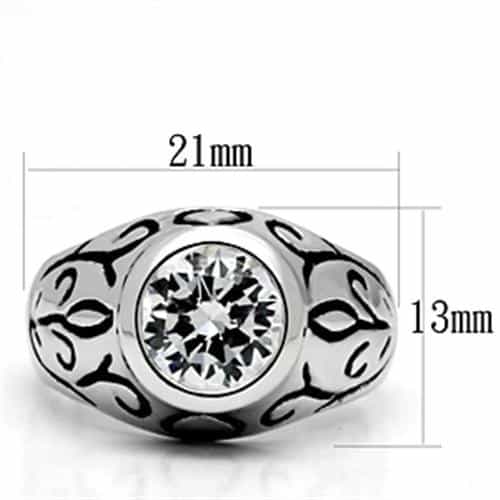 Brass CZ Round Heart Scroll Men's Ring | The Stainless Jewelry view 6