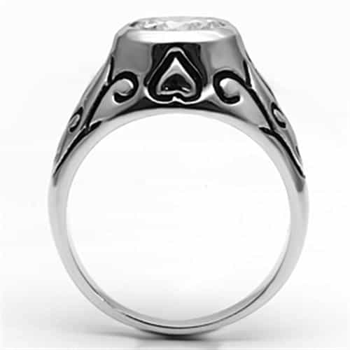 Brass CZ Round Heart Scroll Men's Ring | The Stainless Jewelry view 7