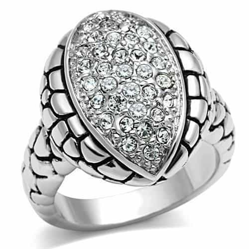 Brass CZ Pavé Marquise Celtic Border Ring | The Stainless Jewelry view 1