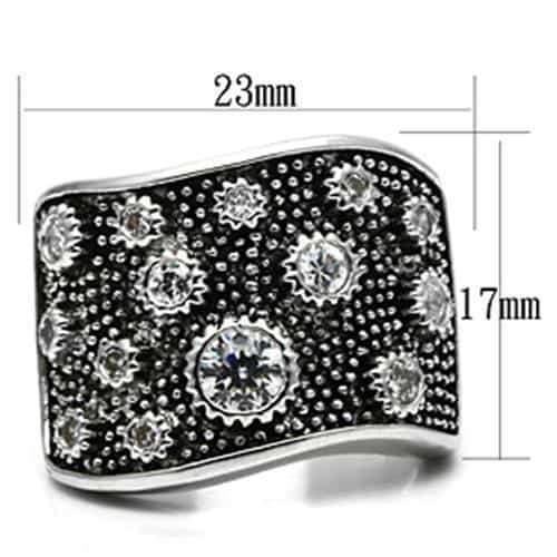 Brass Beaded CZ Starburst Wide Band Ring | The Stainless Jewelry view 6