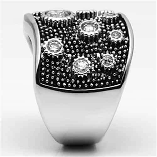 Brass Beaded CZ Starburst Wide Band Ring | The Stainless Jewelry view 4