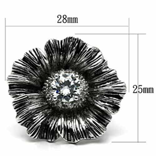 Brass Oxidized CZ Flower Ring | The Stainless Jewelry view 6