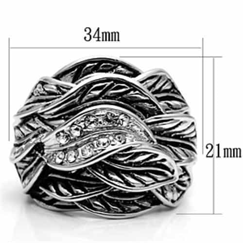Brass CZ Leaf Feather Ring | The Stainless Jewelry view 2