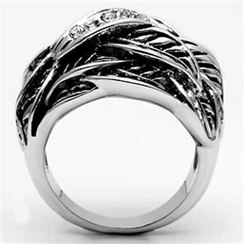 Brass CZ Leaf Feather Ring | The Stainless Jewelry view 3