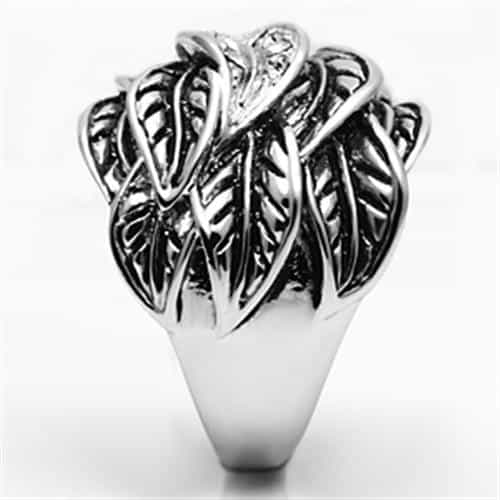 Brass CZ Leaf Feather Ring | The Stainless Jewelry view 4