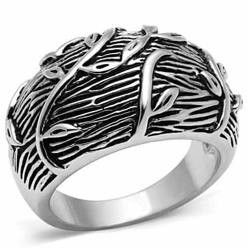 Brass Oxidized Eagle Feather Dome Ring | The Stainless Jewelry view 1