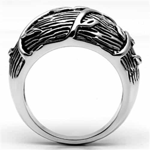 Brass Oxidized Eagle Feather Dome Ring | The Stainless Jewelry view 7