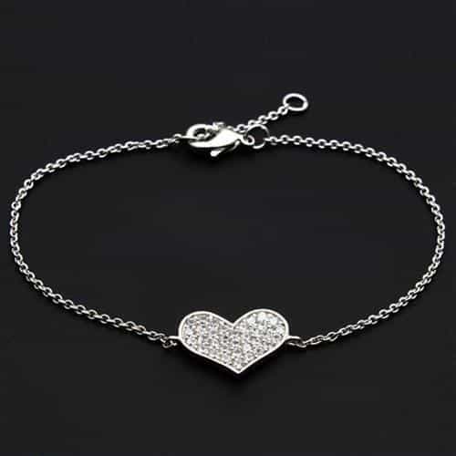 Brass CZ Pavé Heart Chain Bracelet | The Stainless Jewelry view 3