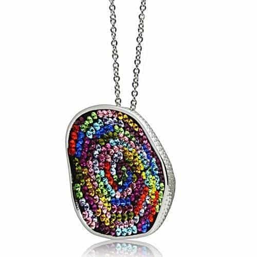 Brass Rainbow CZ Disc Pendant | The Stainless Jewelry view 2