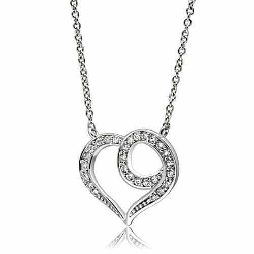 Brass CZ Open Double Heart Pendant Necklace view 1