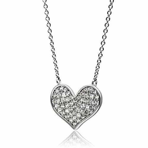 Brass CZ Pavé Heart Pendant Necklace | The Stainless Jewelry view 2