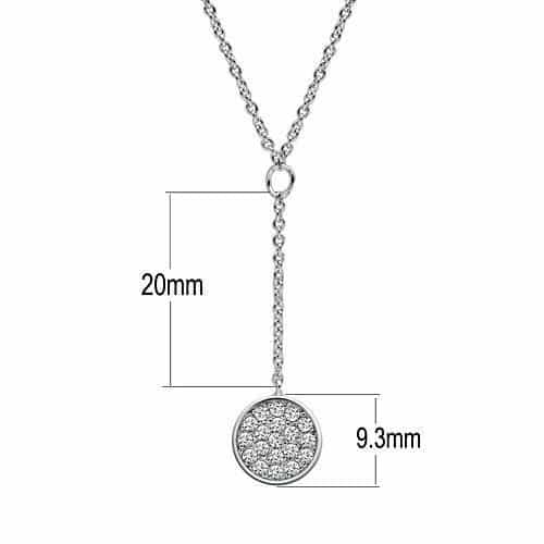 Brass CZ Disc Drop Pendant Necklace | The Stainless Jewelry view 2