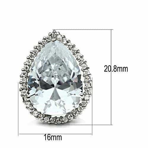 Brass CZ Pear Halo Stud Earrings | The Stainless Jewelry view 2