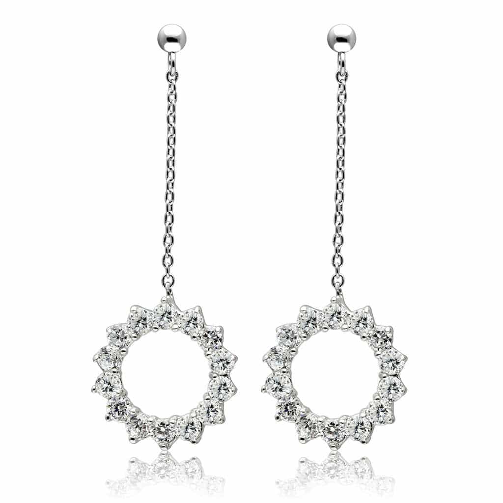 Brass CZ Starburst Circle Dangle Earrings | The Stainless Jewelry view 1