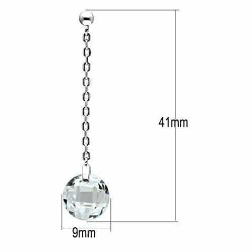Brass Crystal Ball Drop Chain Earrings | The Stainless Jewelry view 2