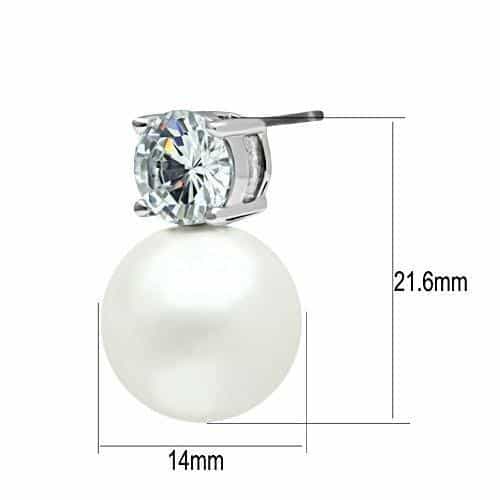 Brass Pearl CZ Round Double Stud Earrings | The Stainless Jewelry view 3