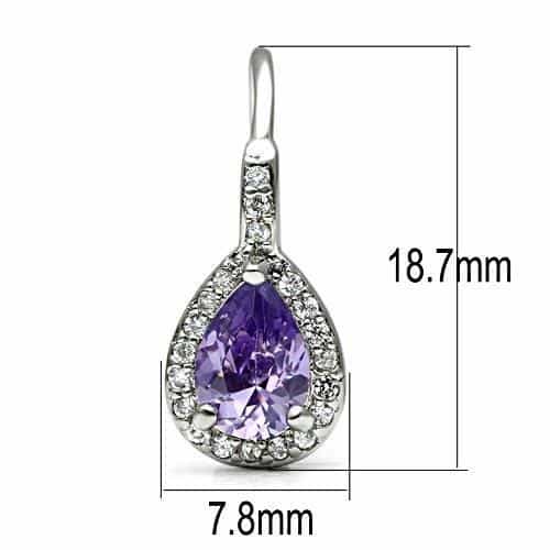 Brass Amethyst Pear CZ Halo Drop Hook Ring view 2