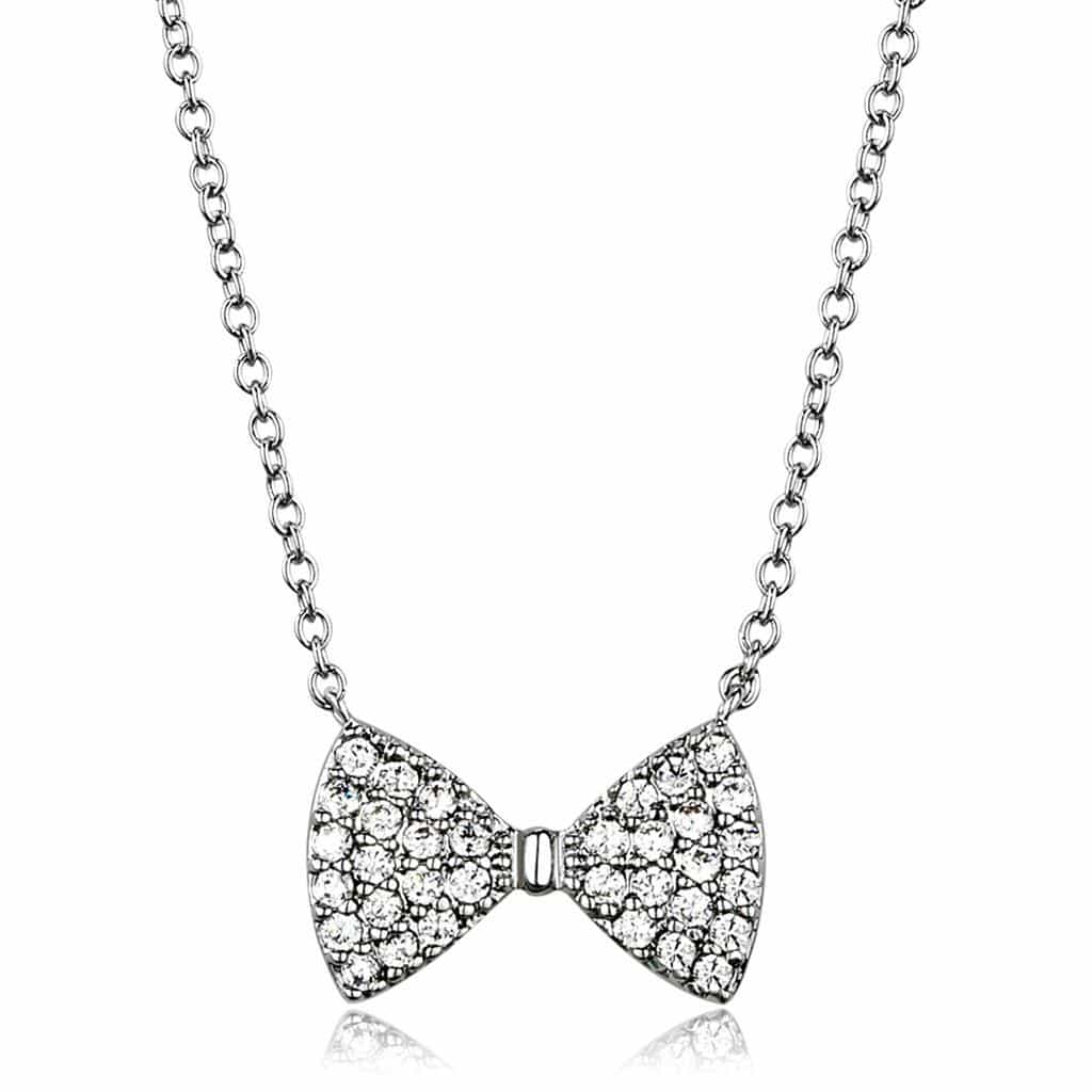 Brass CZ Pavé Bow Pendant | The Stainless Jewelry view 1