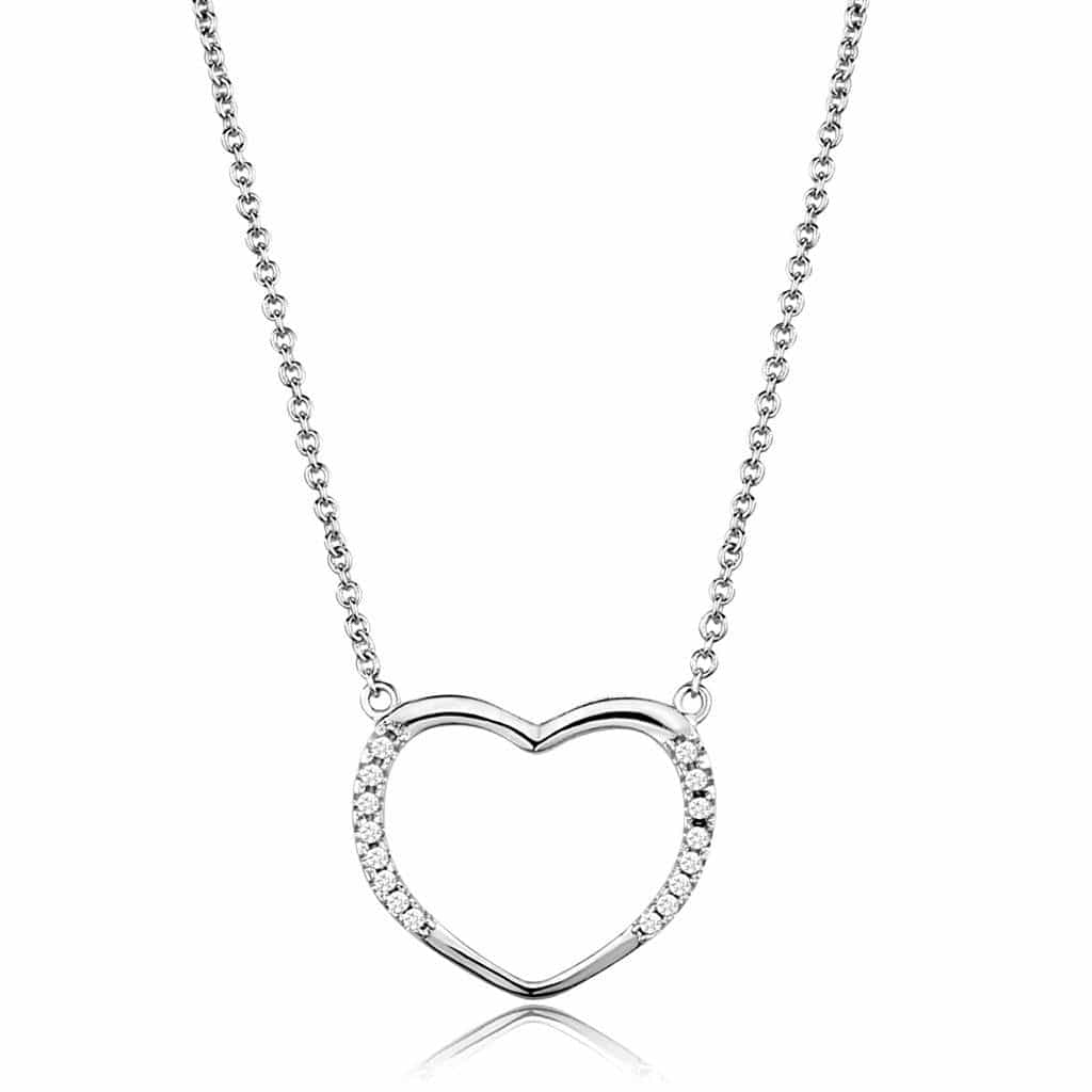 Brass CZ Open Heart Pendant | The Stainless Jewelry view 1