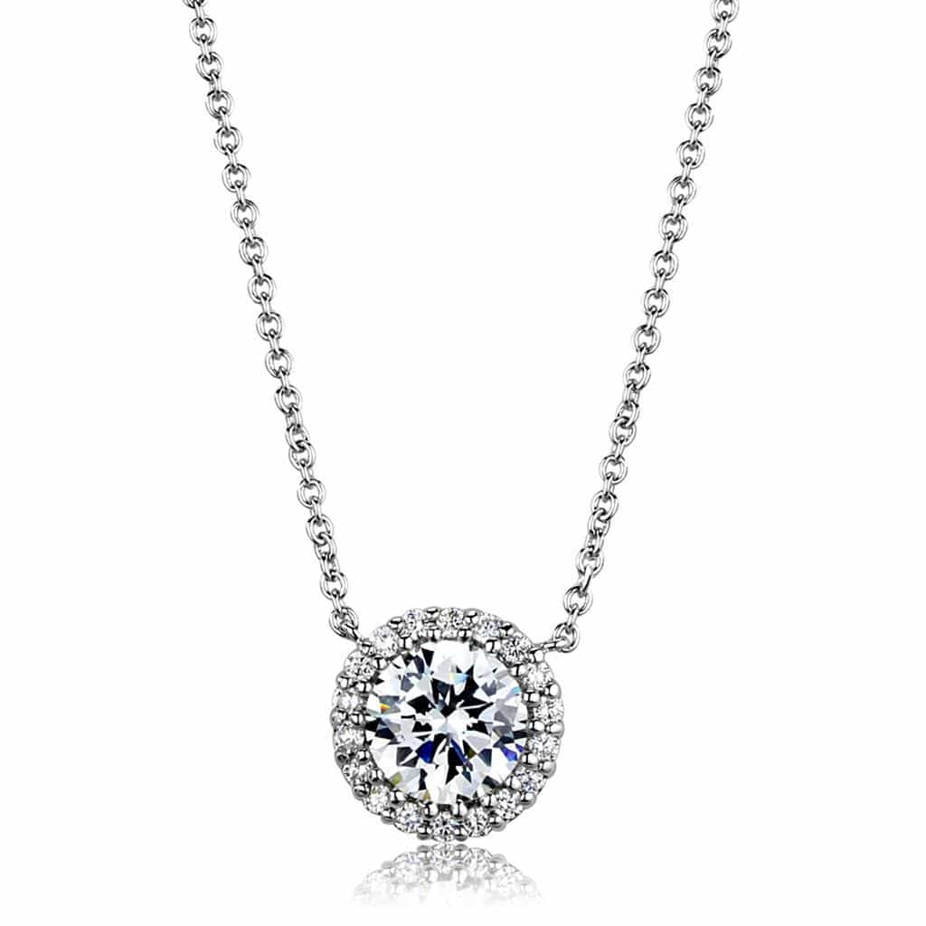Brass CZ Round Halo Pendant | The Stainless Jewelry view 1