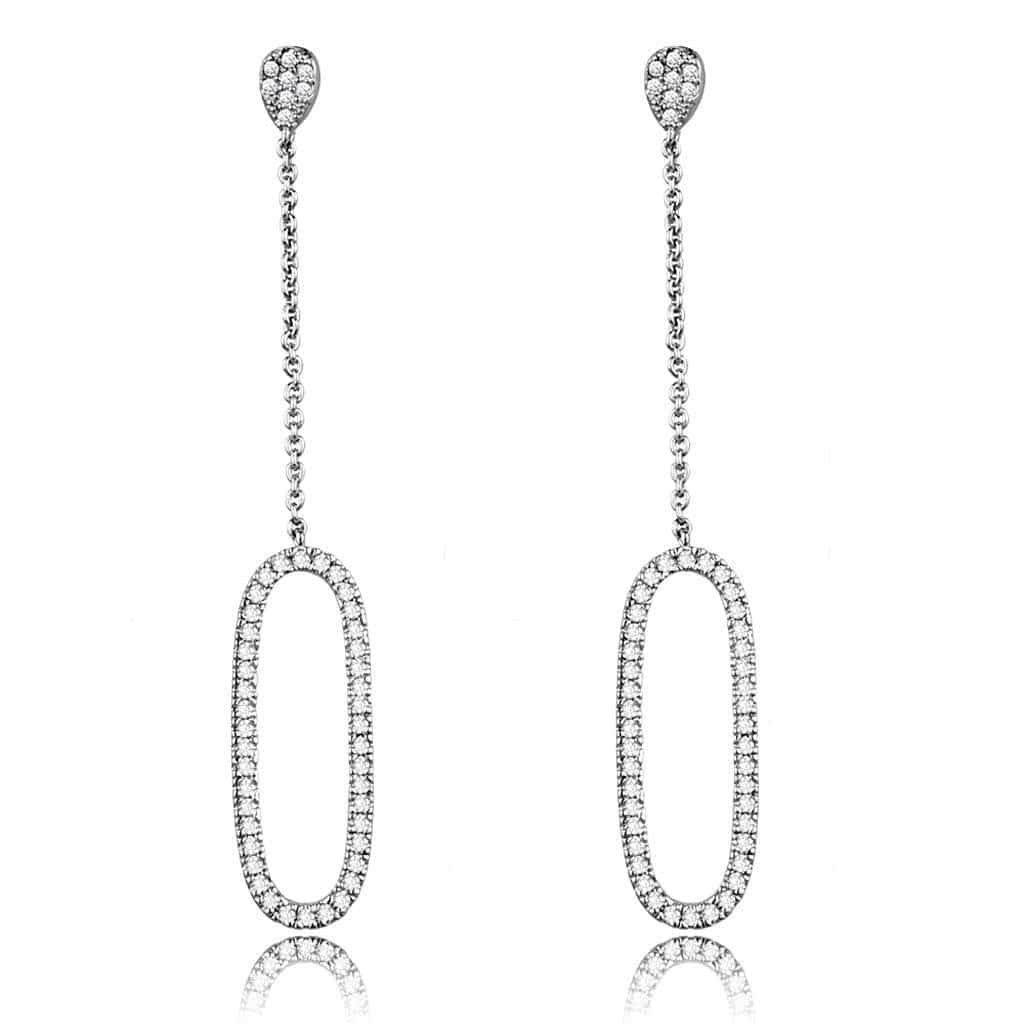 Brass CZ Open Oval Drop Earrings | The Stainless Jewelry view 1