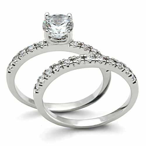 Brass Solitaire Prong Slim Ring | The Stainless Jewelry view 1