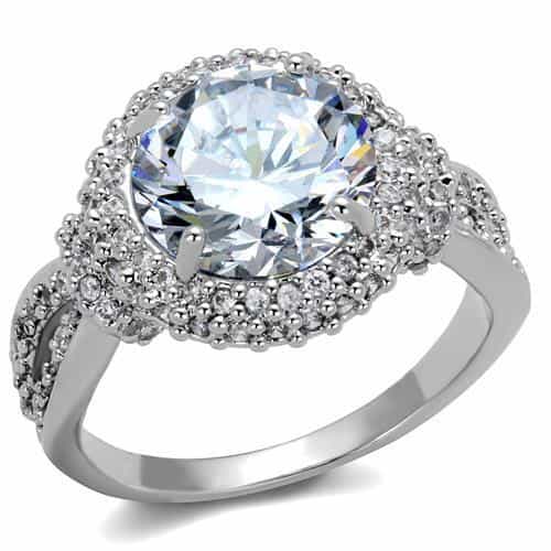 Brass CZ Heart Double Halo Split Shank Ring view 5