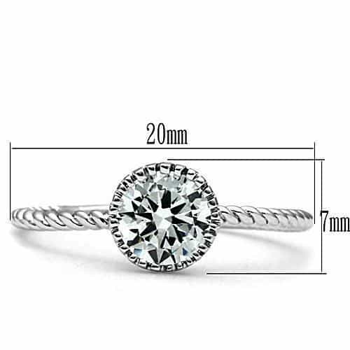 Brass CZ Round Solitaire Twisted Rope Ring view 2